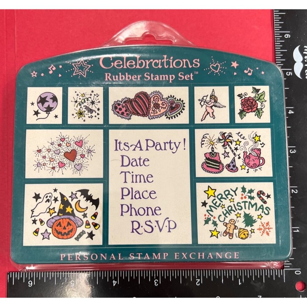 Celebrations Rubber Stamp Set by Personal Stamp Exchange SK118
